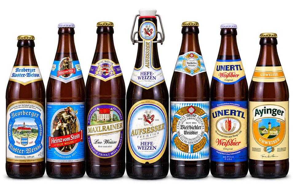 Bild Hefeweizen hell und Kristallweizen, diverse Flaschen